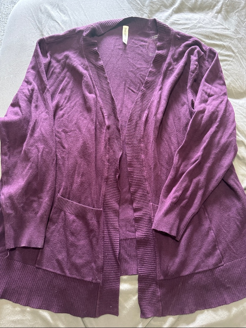 Zenana Outfitters Plum Open-Front Cardigan Sweater